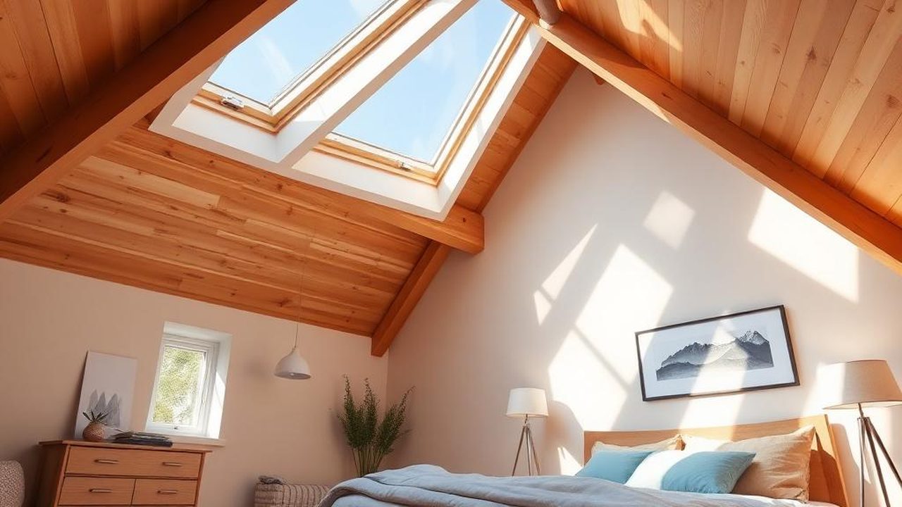 Zolderkamer met houten afwerking en een VELUX dakraam, keuze tussen GGL en GGU — VELUX GGL of GGU: hout of kunststof dakraam kiezen?